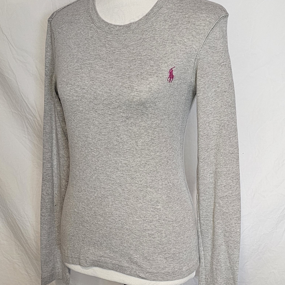 *EUC* Ralph Lauren Long Sleeve Tee with Pink Emblem